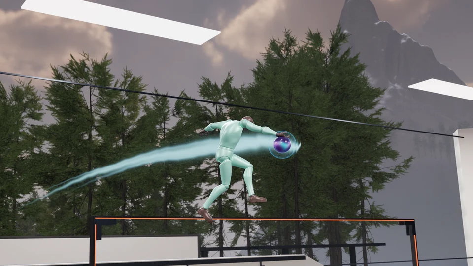 Nastics: airborne windup, fog weather at dusk