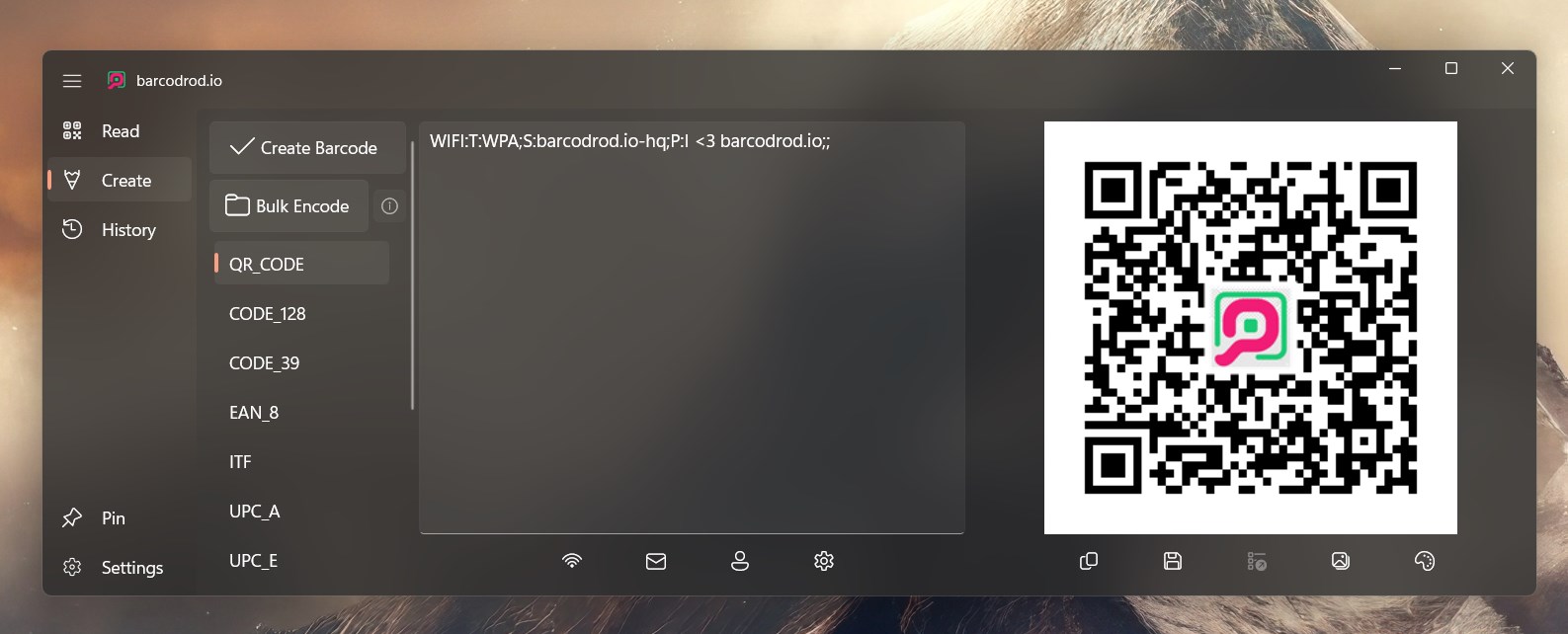 barcodrod.io Wi-Fi QR code creator