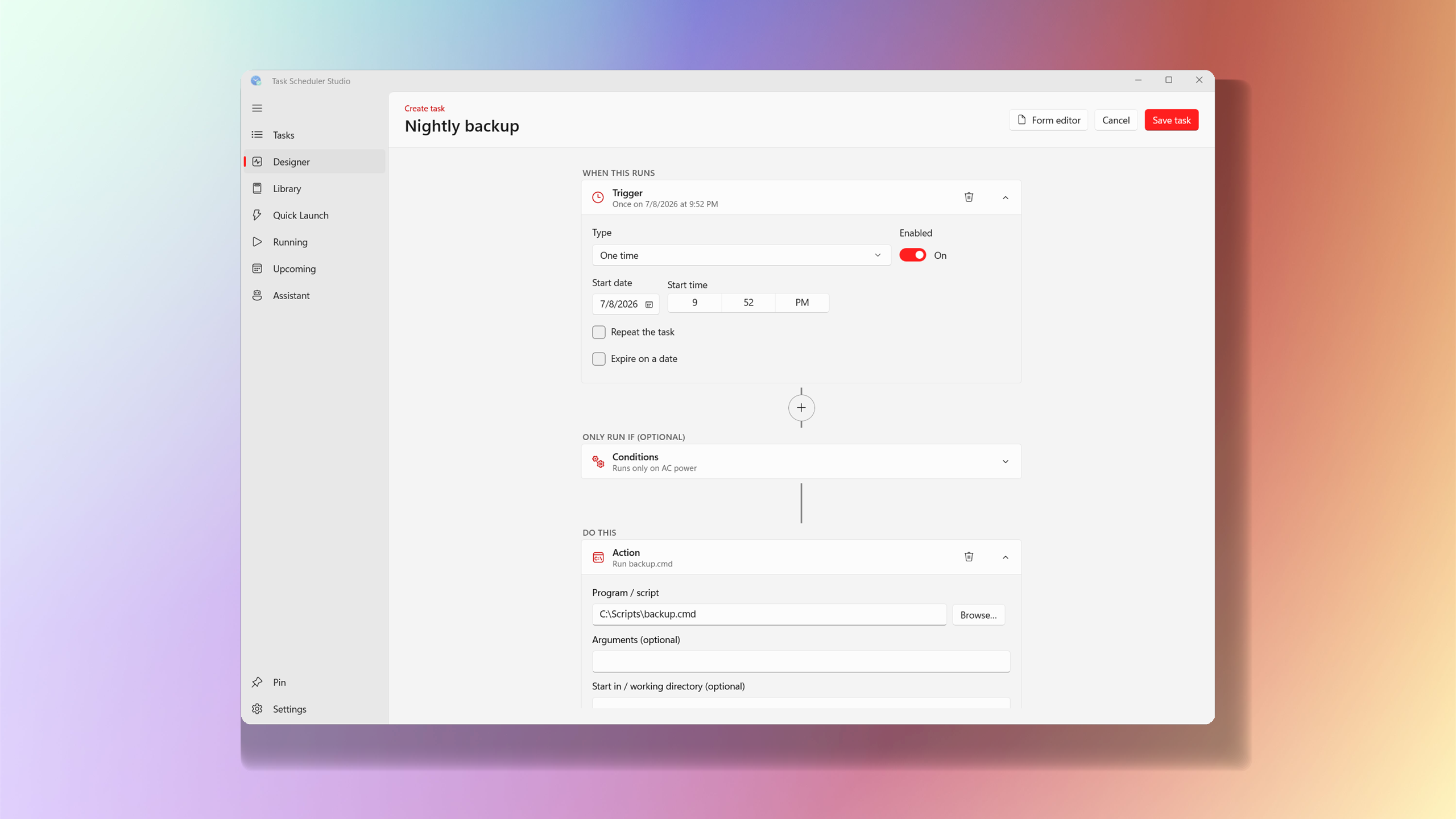 Task Scheduler Studio visual task designer
